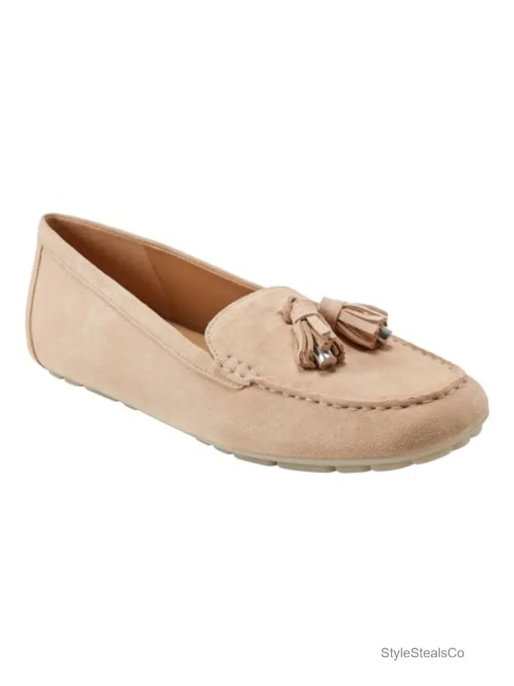 Suede Tassel Slip-On Loafers with Round Toe